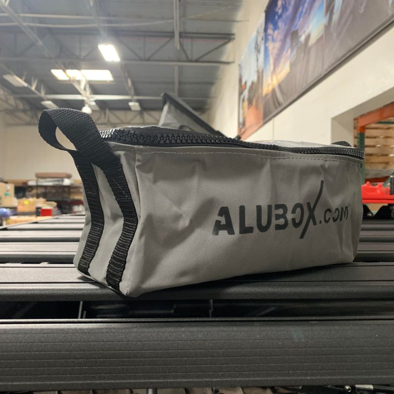 alubox-packing-organizer-size-1-gray-front-corner-view-in-warehouse