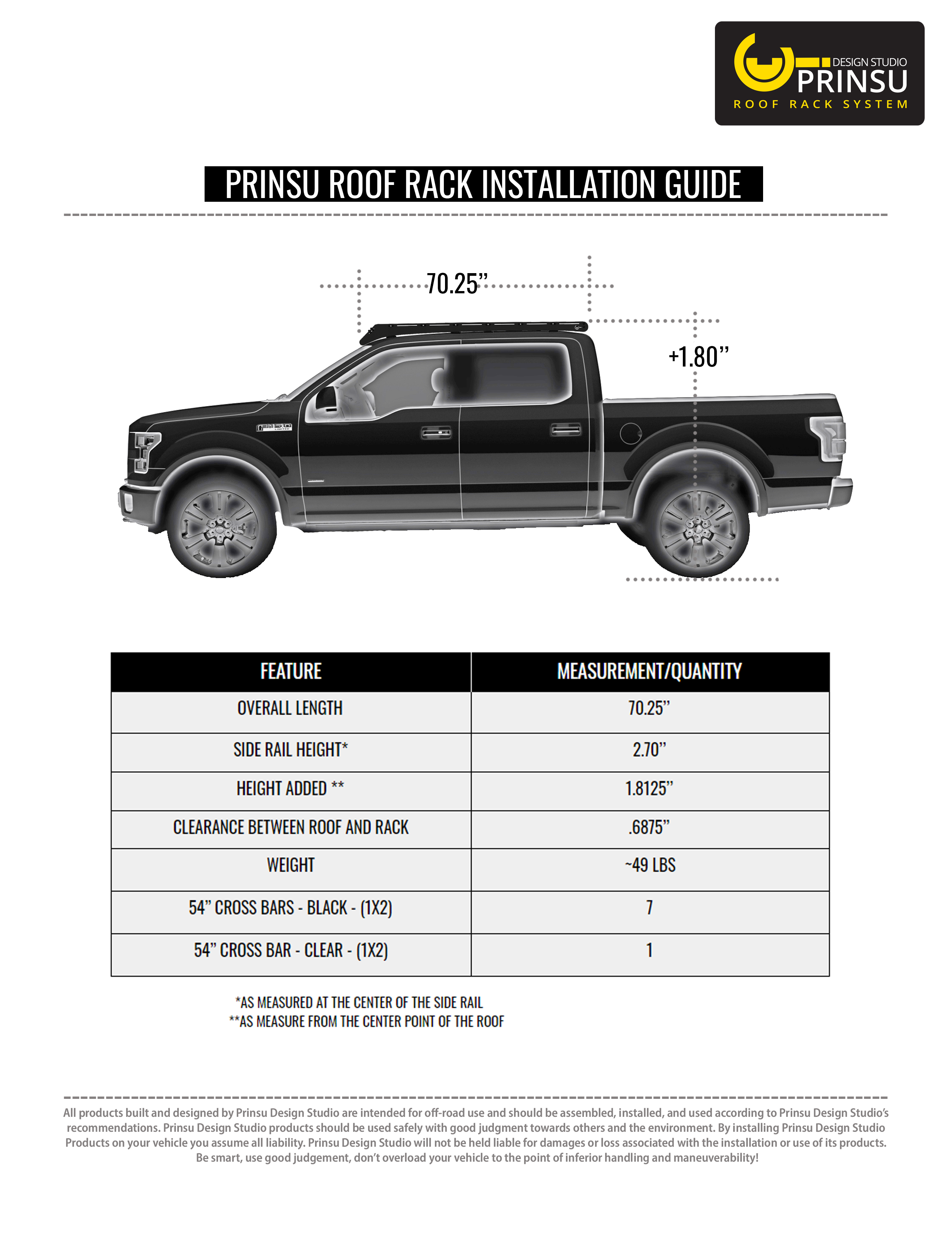 Prinsu Ford Raptor / F150 Prinsu Roof Rack