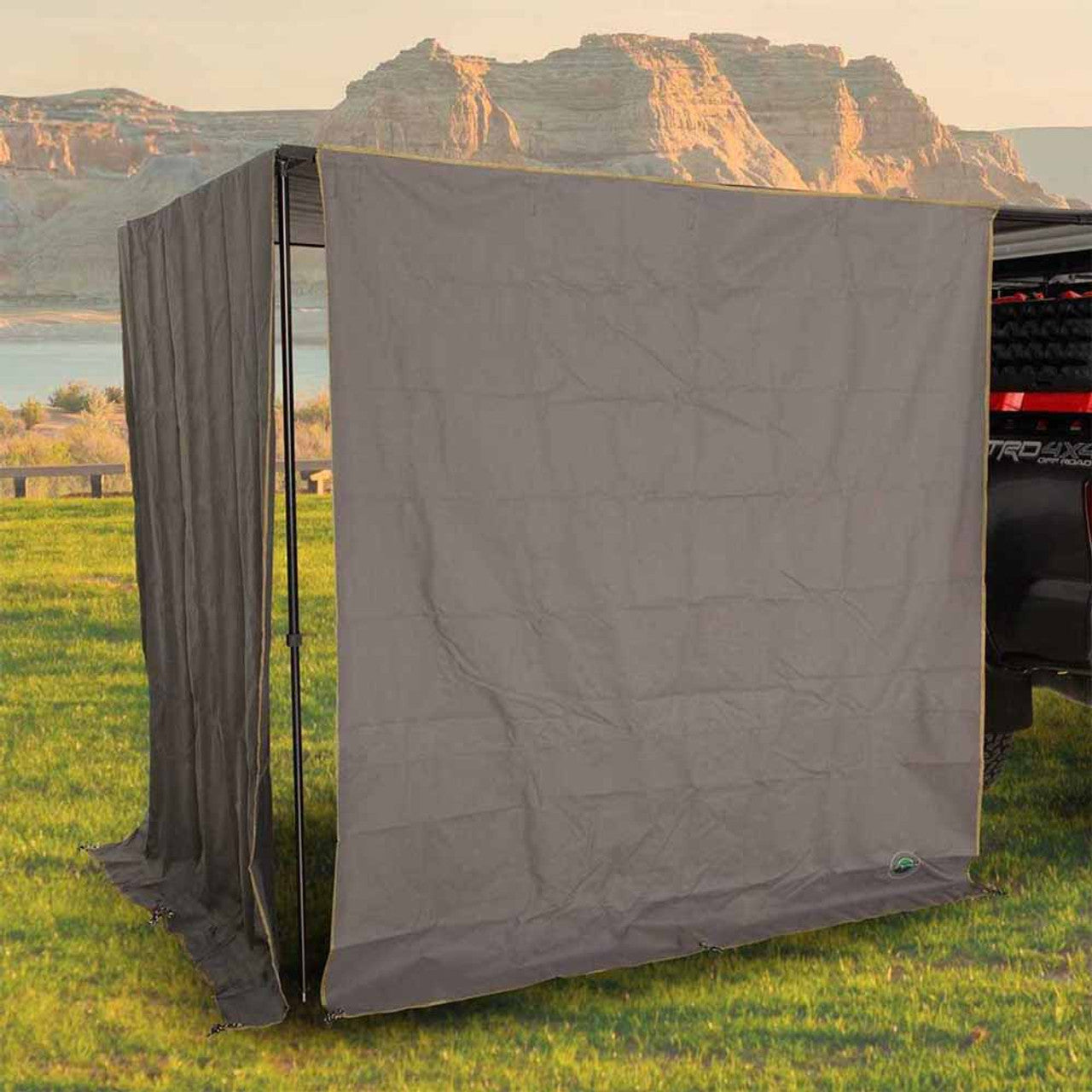 OVS HD Nomadic 2.0 - Awning Wall Front Section, 6.5' x 6.5', Grey Body, Green Trim W/Storage Bag
