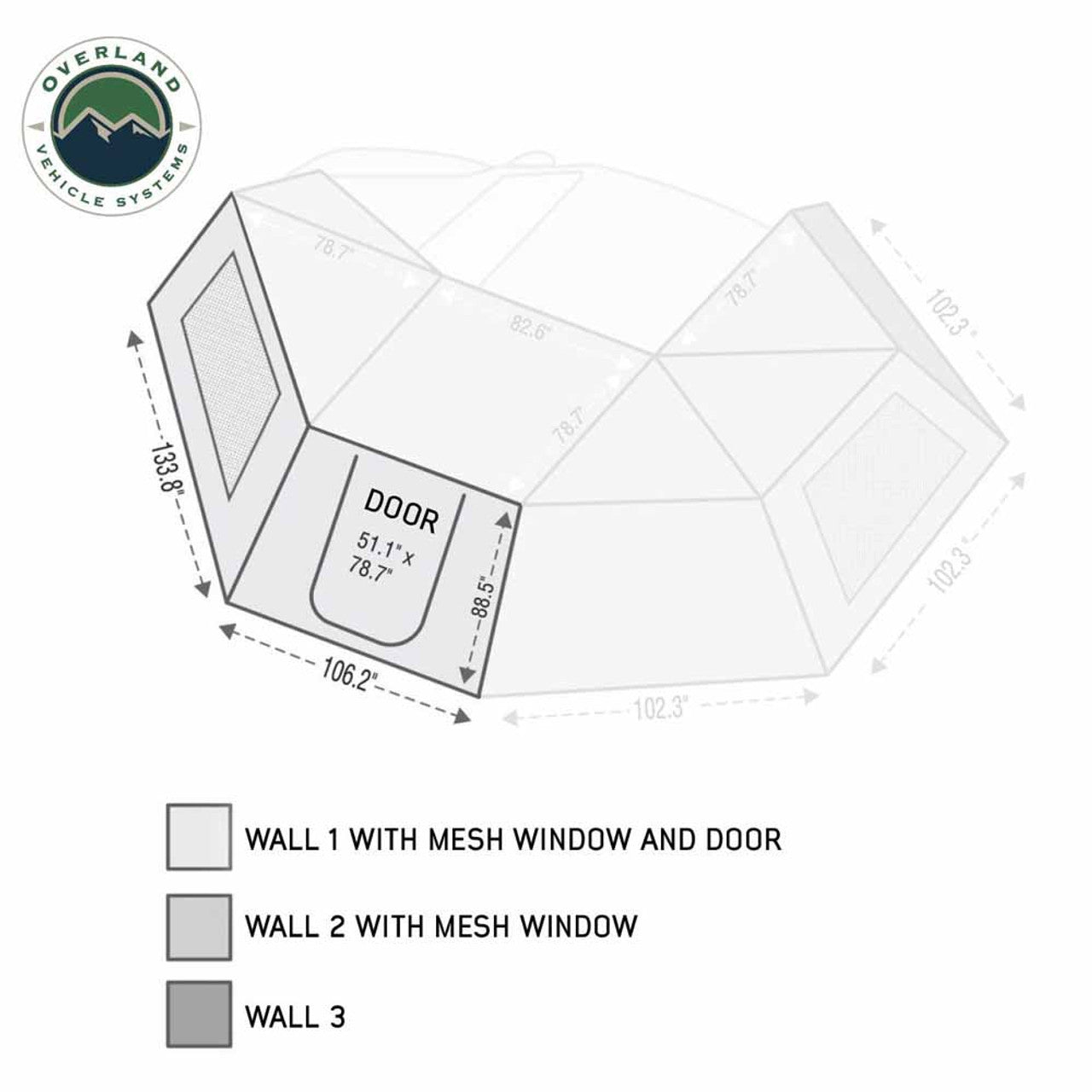 OVS HD Nomadic 270 Degree Awning Wall 1 with Door & Window - Driver Side