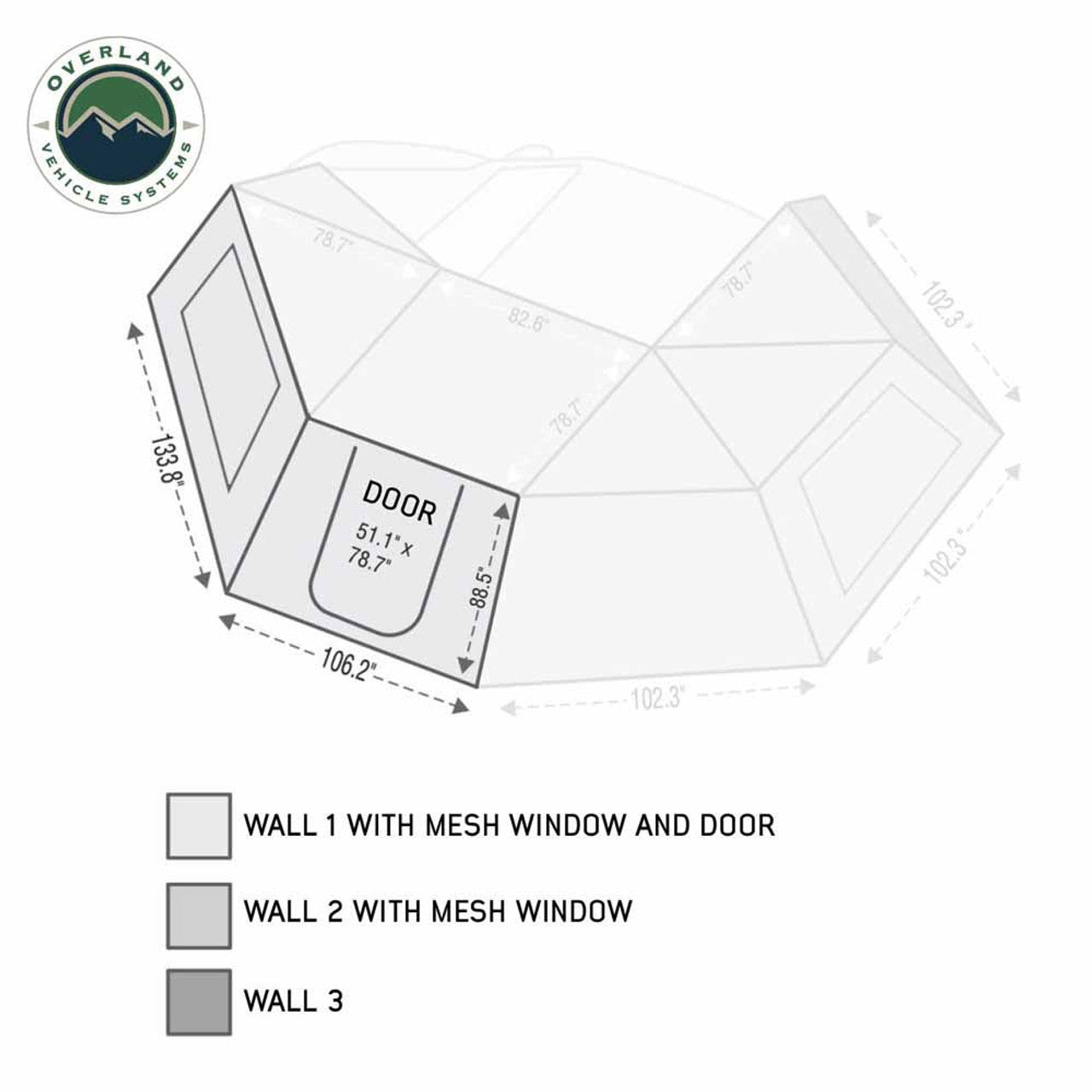 OVS HD Nomadic 270 Degree Awning Wall 1 with Door & Window - Driver Side