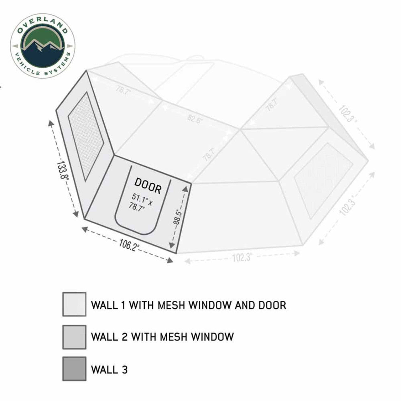 OVS HD Nomadic 270 Degree Awning Wall 1 with Door & Window - Driver Side