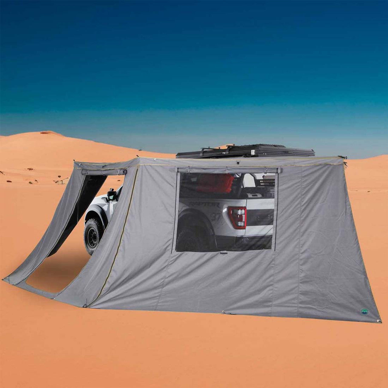 OVS HD Nomadic 180 Degree Awning Side Wall with Window - Dark Gray With Storage Bag