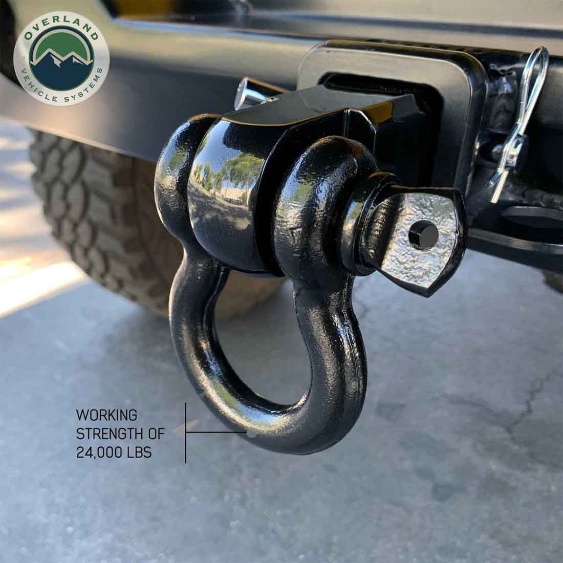 Receiver Mount Recovery Shackle 3/4" 4.75 Ton Rated Black Universal