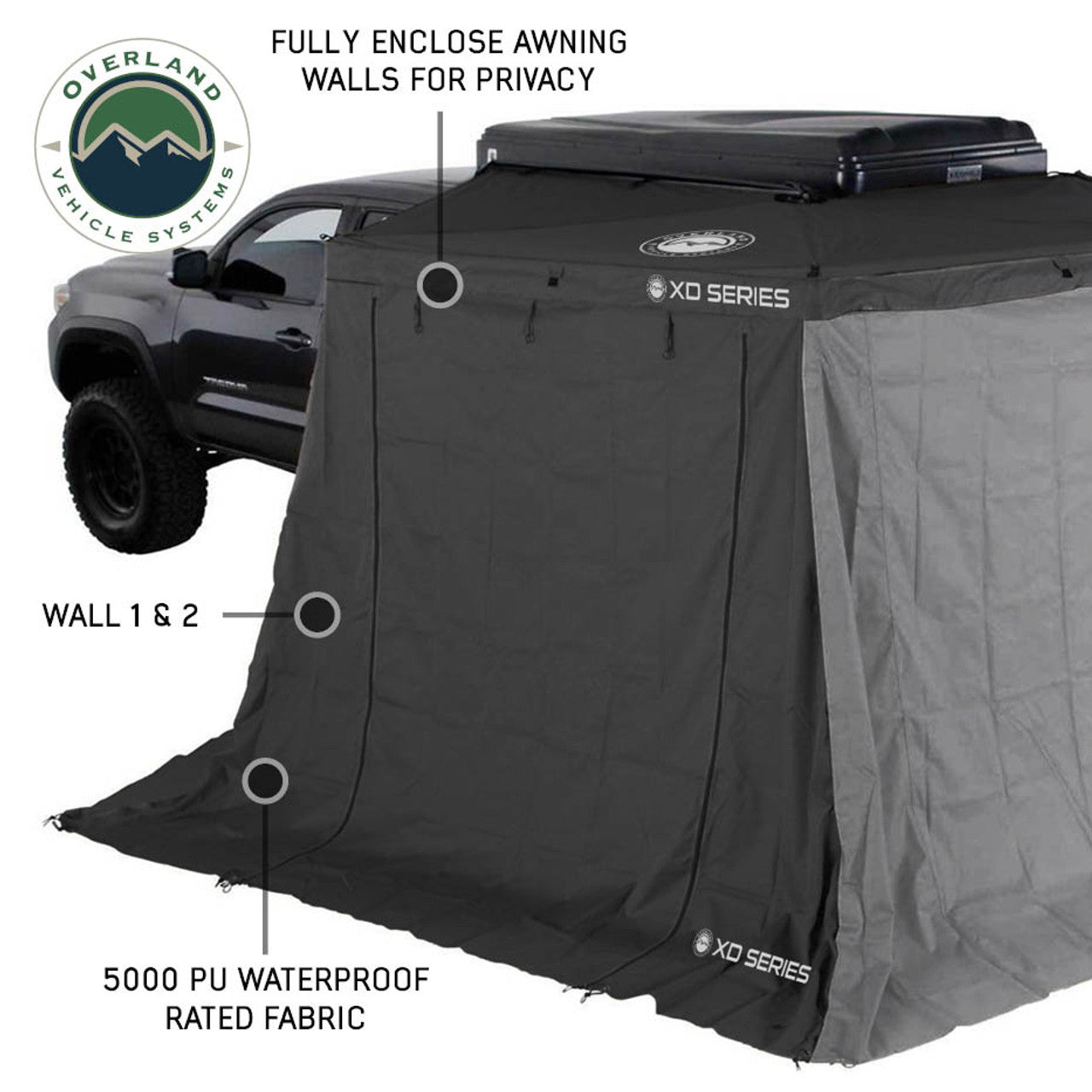 XD Nomadic 270 LTE Awning Walls - Black Fabric and Trim