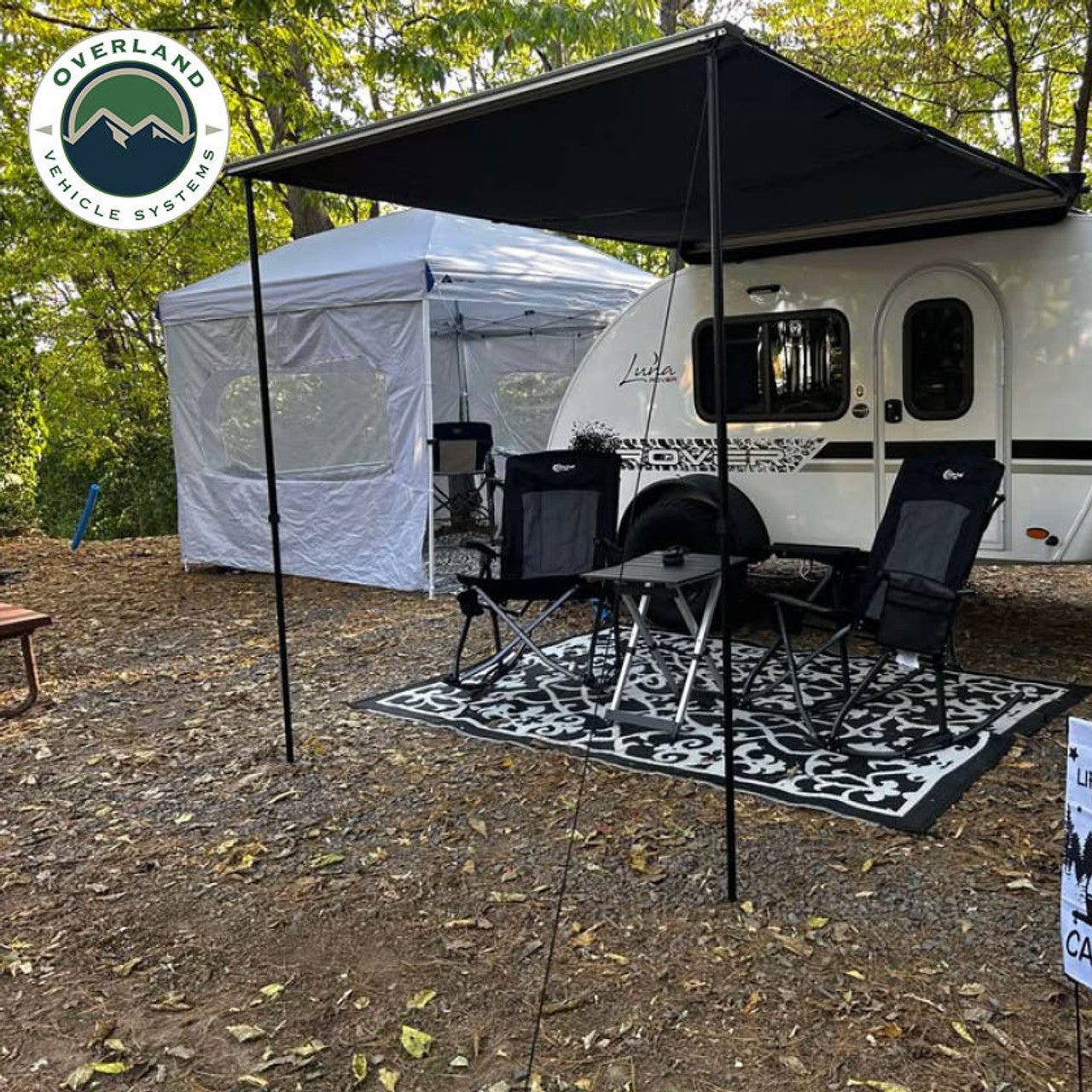 HD Nomadic 90 Degree Awning - Grey Body, Green Trim & Black Travel Cover