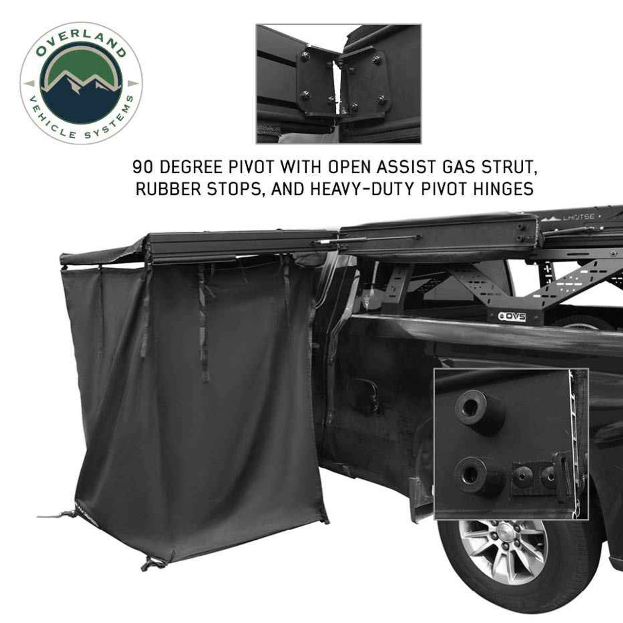 XD Nomadic 90 Degree Pivot Shower Awning - Quick Deploying w/Light Strip & Black Out