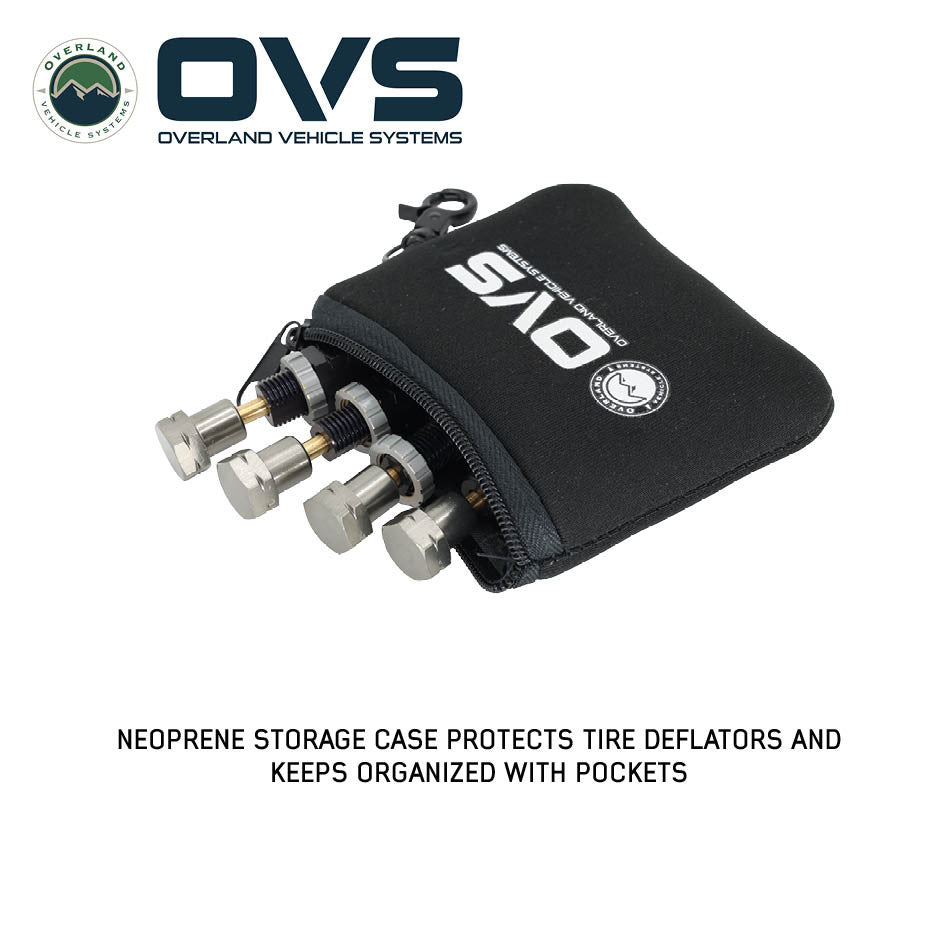 4 Piece Adjustable Tire Deflator Kit & Storage Bag - (PSI 10-30 lbs.)