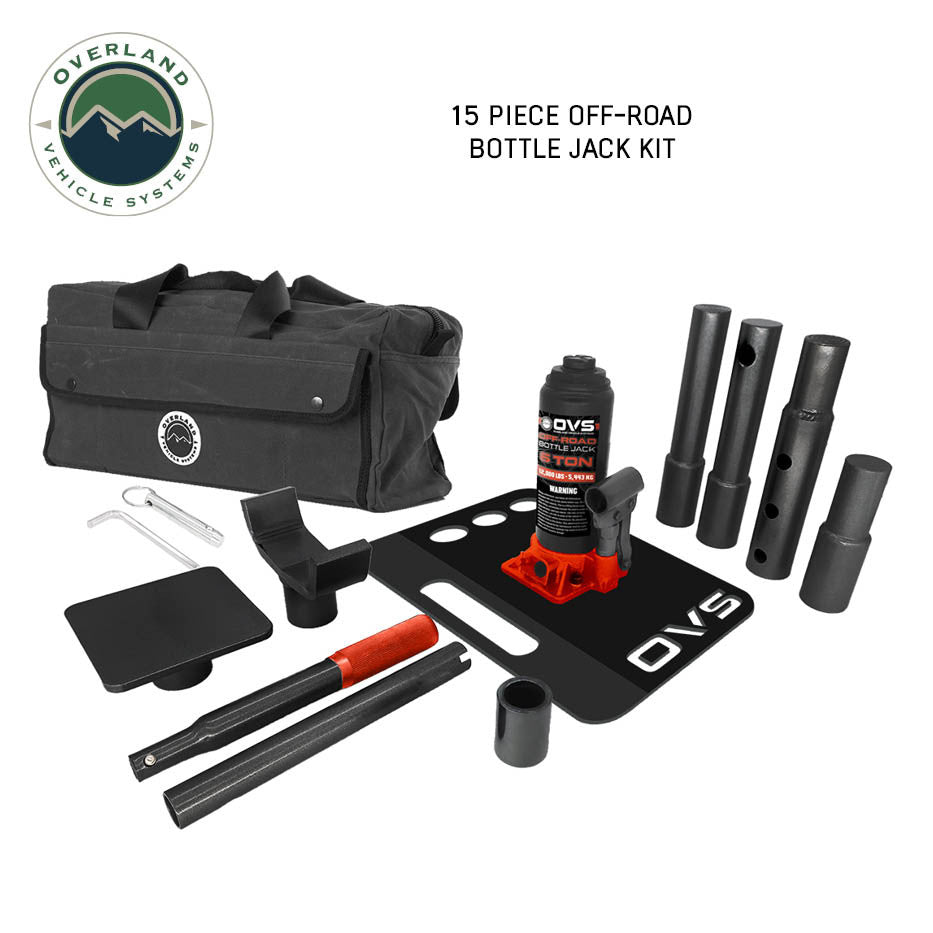 Off-Road Bottle Jack - 6 Ton - 15 Piece Kit with Organized Storage Bag