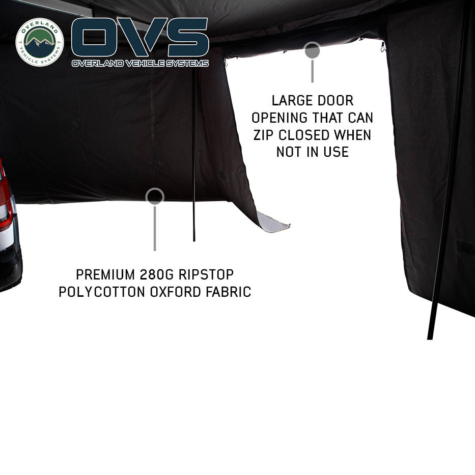 HD Nomadic 270 LTE Awning Walls - Dark Grey with Green Trim