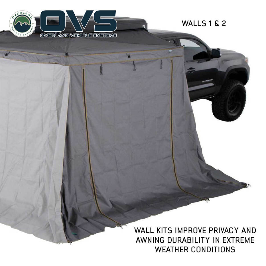 HD Nomadic 270 LTE Awning Walls - Dark Grey with Green Trim
