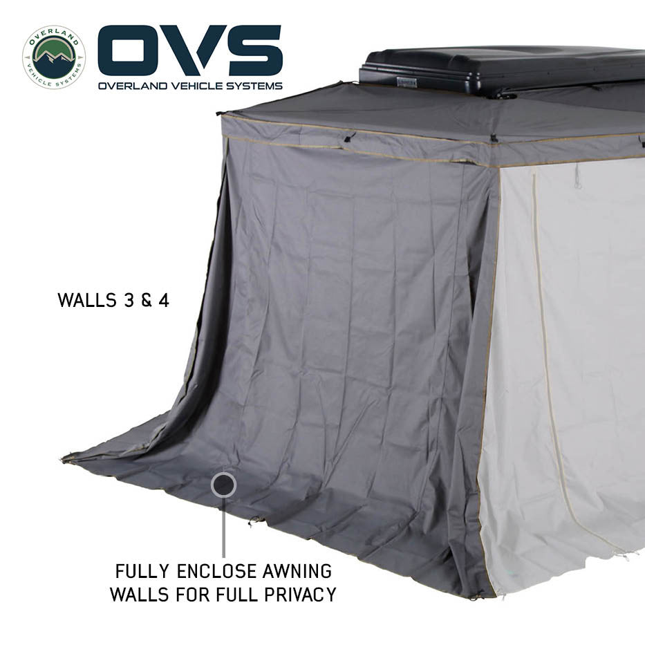 HD Nomadic 270 LTE Awning Walls - Dark Grey with Green Trim