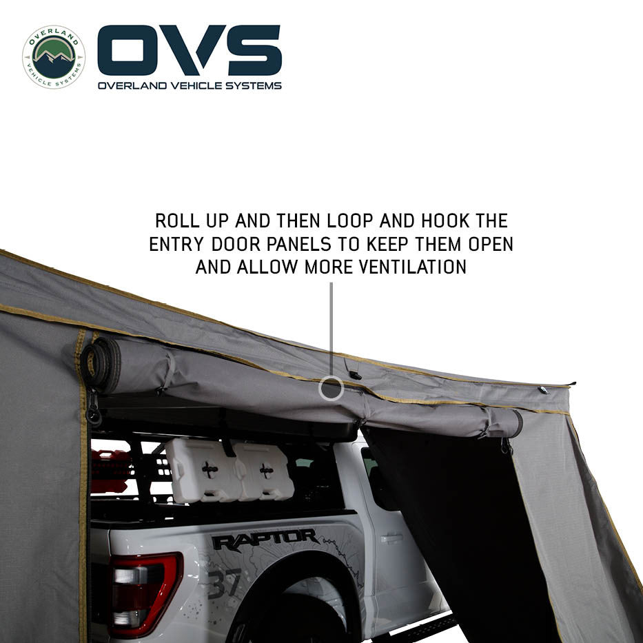 HD Nomadic 270 LTE Awning Walls - Dark Grey with Green Trim
