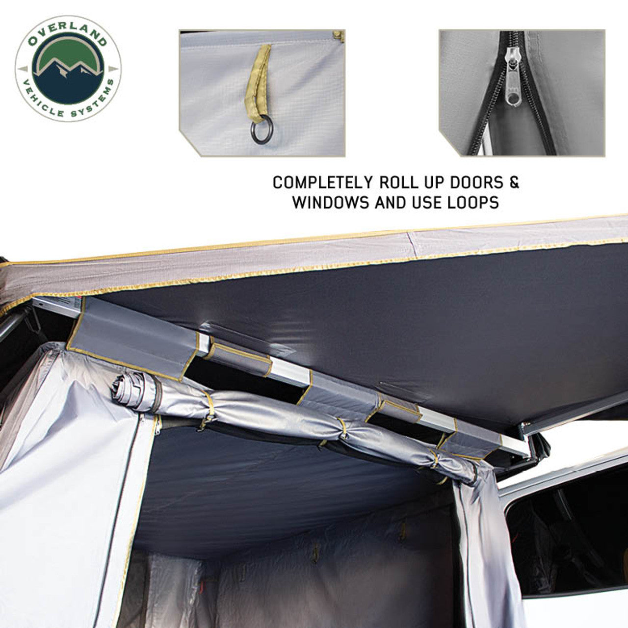 OVS HD Nomadic 270/180 Degree Awning Annex Room Enclosure - Grey Body, Green Trim