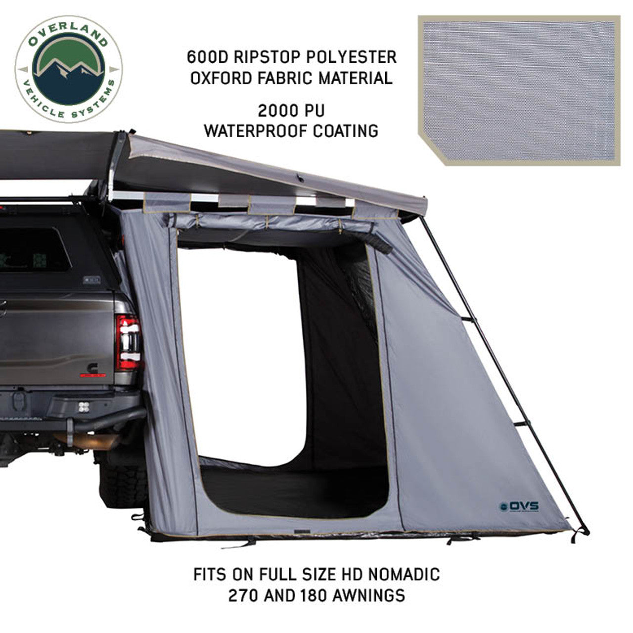 OVS HD Nomadic 270/180 Degree Awning Annex Room Enclosure - Grey Body, Green Trim