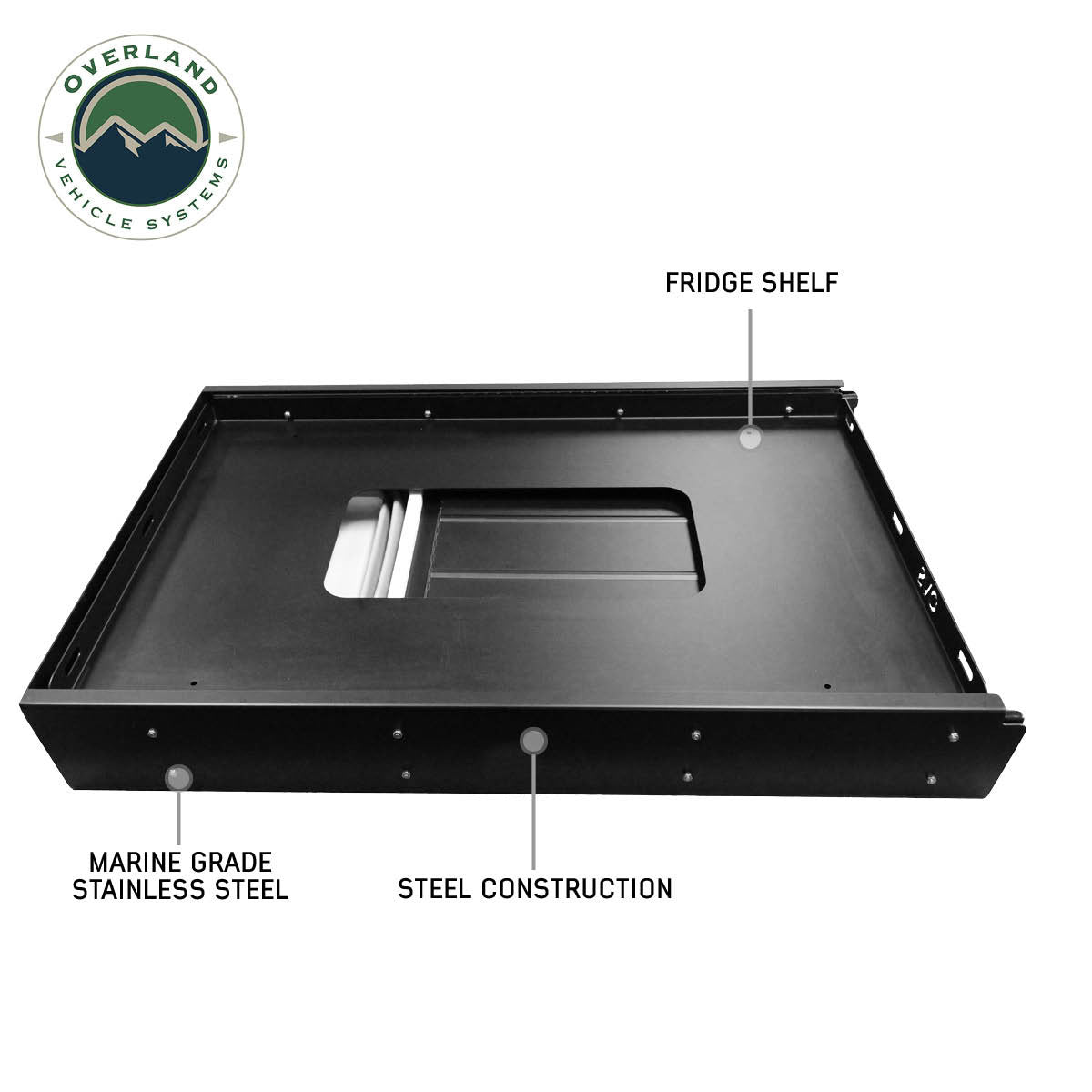 Large Refrigerator Tray and Sink Slide - Black Powder Coat Universal