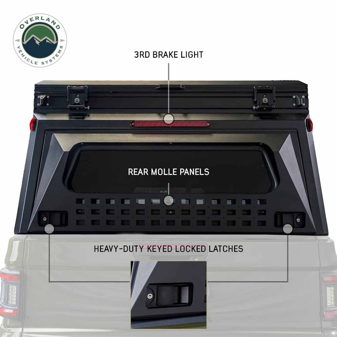MagPak - Camper Shell/Roof Top Tent Combo with Lights, Rear Molle Panel, Side Tie Downs, Front & Rear Windows