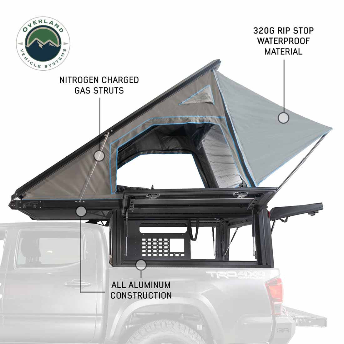 MagPak - Camper Shell/Roof Top Tent Combo with Lights, Rear Molle Panel, Side Tie Downs, Front & Rear Windows