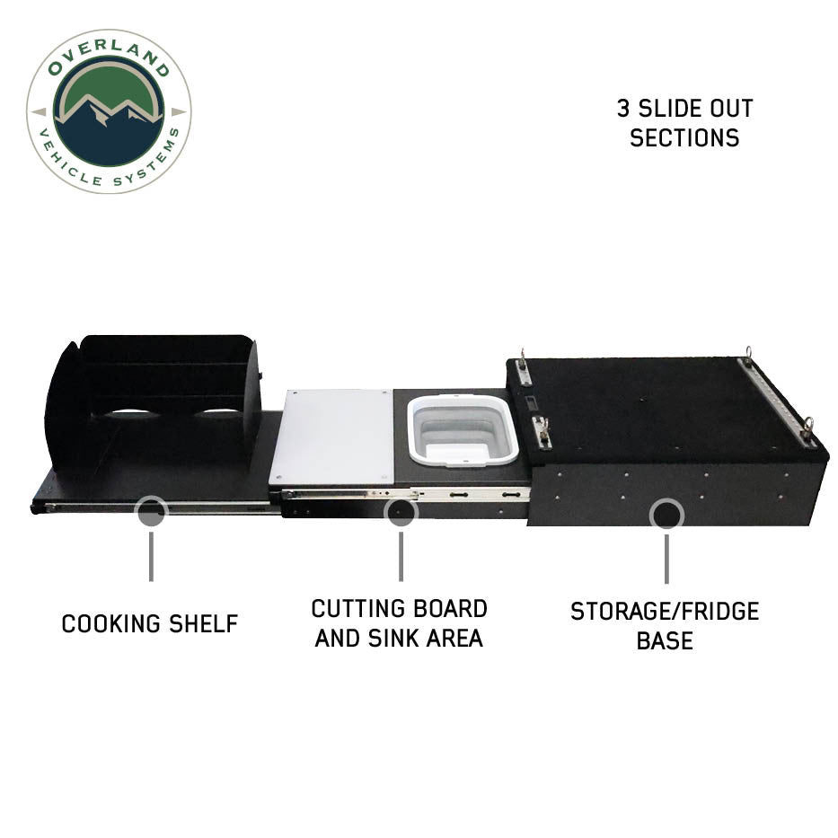 Mid Size Cargo Box Kitchen With Slide Out Sink, Cooking Shelf and Work Station
