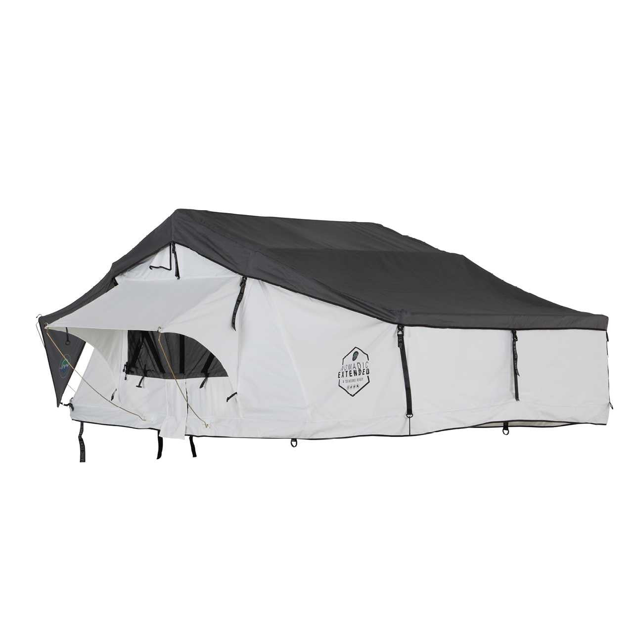 HD Nomadic 3 Person Arctic White Extended Soft Shell Roof Top Tent, White Body Dark Grey Rainfly