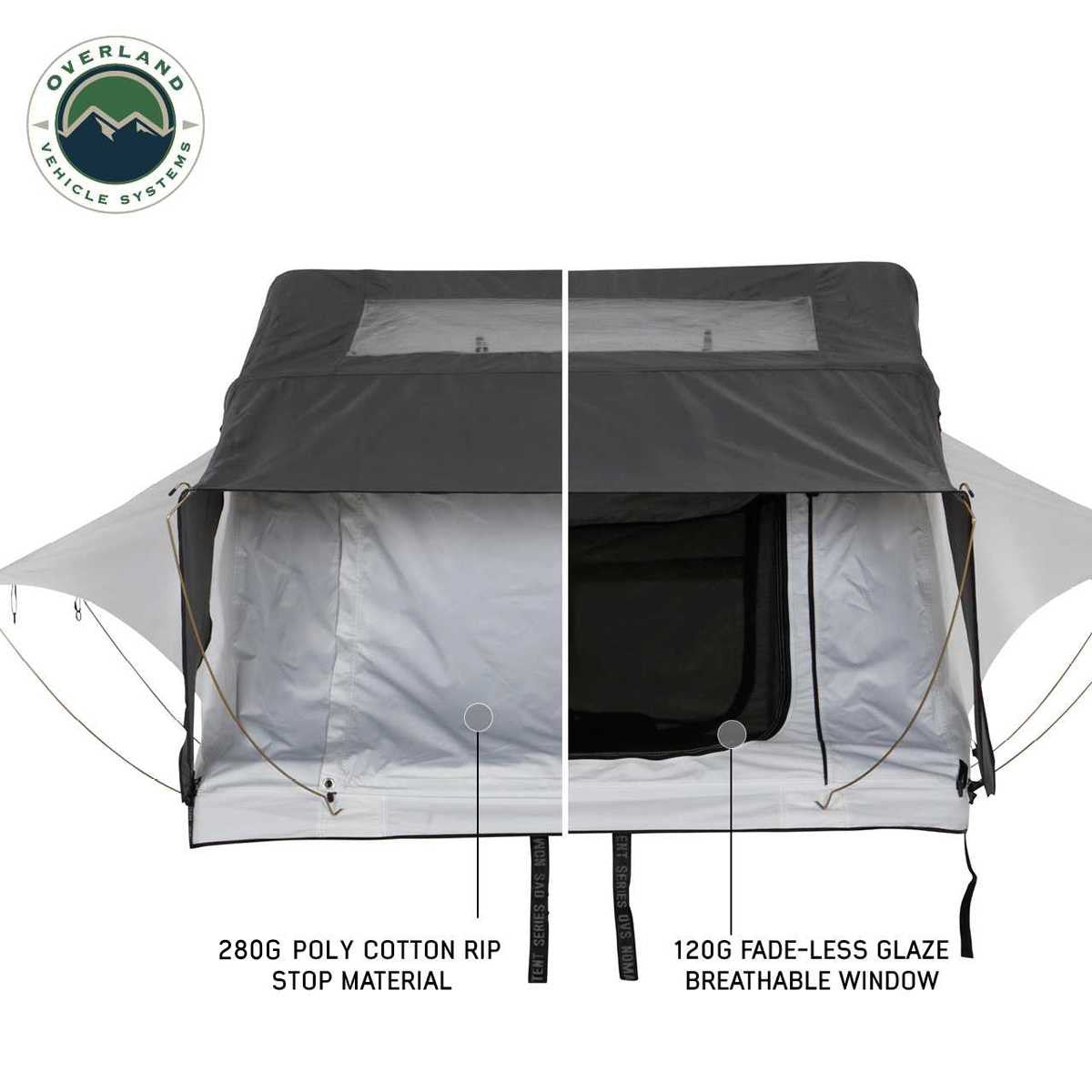 HD Nomadic 3 Person Arctic White Extended Soft Shell Roof Top Tent, White Body Dark Grey Rainfly