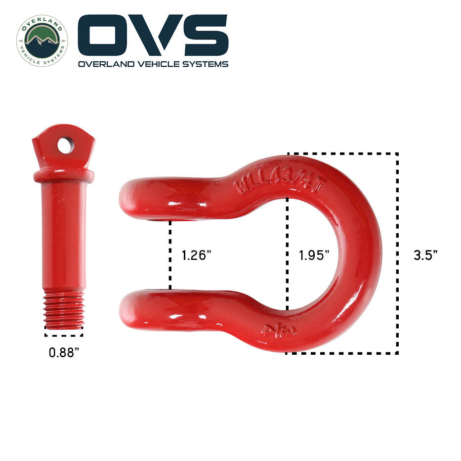 Recovery Shackle D-Ring 3/4" - 4.75 Ton Rated - Sold in Pairs