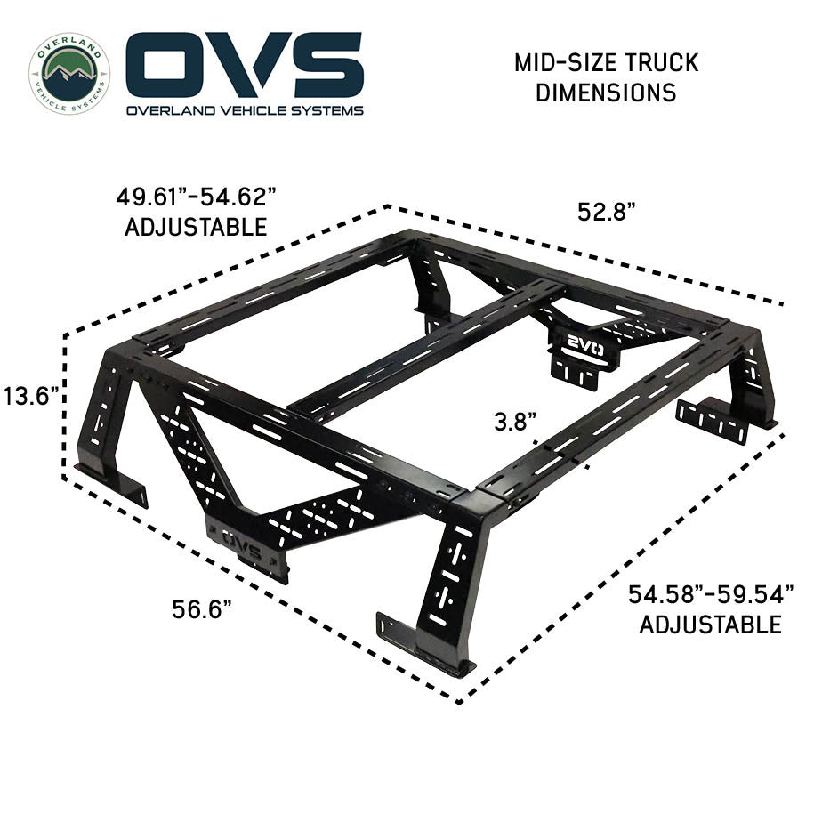 Universal Mid Height Rack for Mid-Size and Full-Size Pick-Up Trucks
