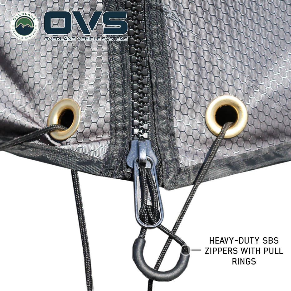 XD Nomadic 270 Grey Hex Awning Walls - Reflective Overlay with Black Out Undercoats and Storage Bag