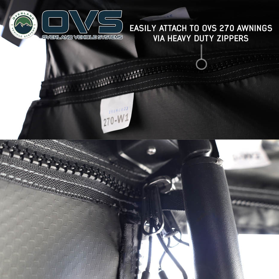 XD Nomadic 270 Grey Hex Awning Walls - Reflective Overlay with Black Out Undercoats and Storage Bag