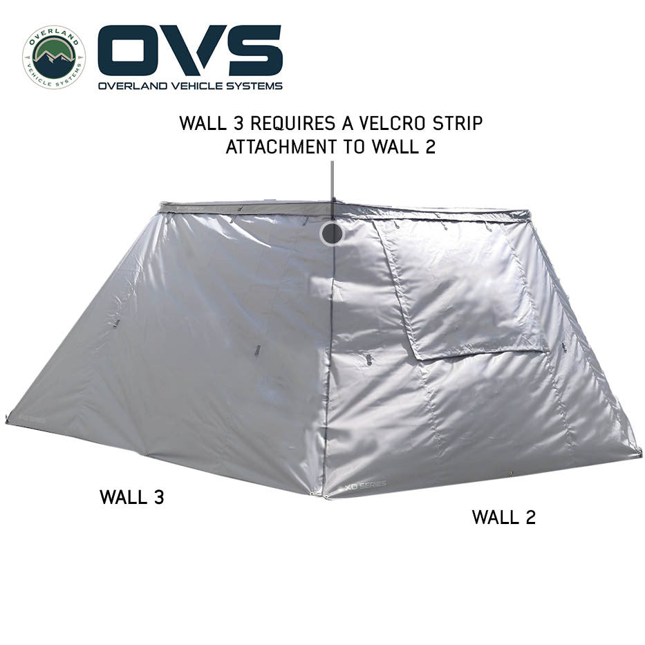 XD Nomadic 270 Grey Hex Awning Walls - Reflective Overlay with Black Out Undercoats and Storage Bag