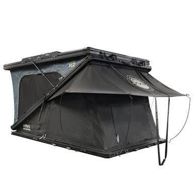 XD K2 Dual Action Clam Shell 2 Person Aluminum Hard Shell Roof Top Tent, Blue Body & Black Rainfly