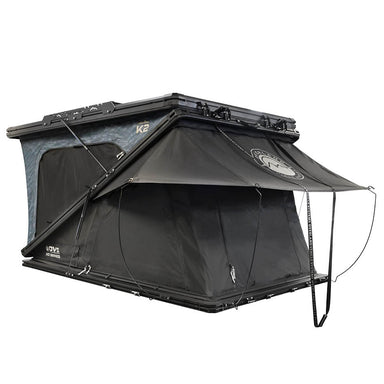 XD K2 Dual Action Clam Shell 2 Person Aluminum Hard Shell Roof Top Tent, Blue Body & Black Rainfly