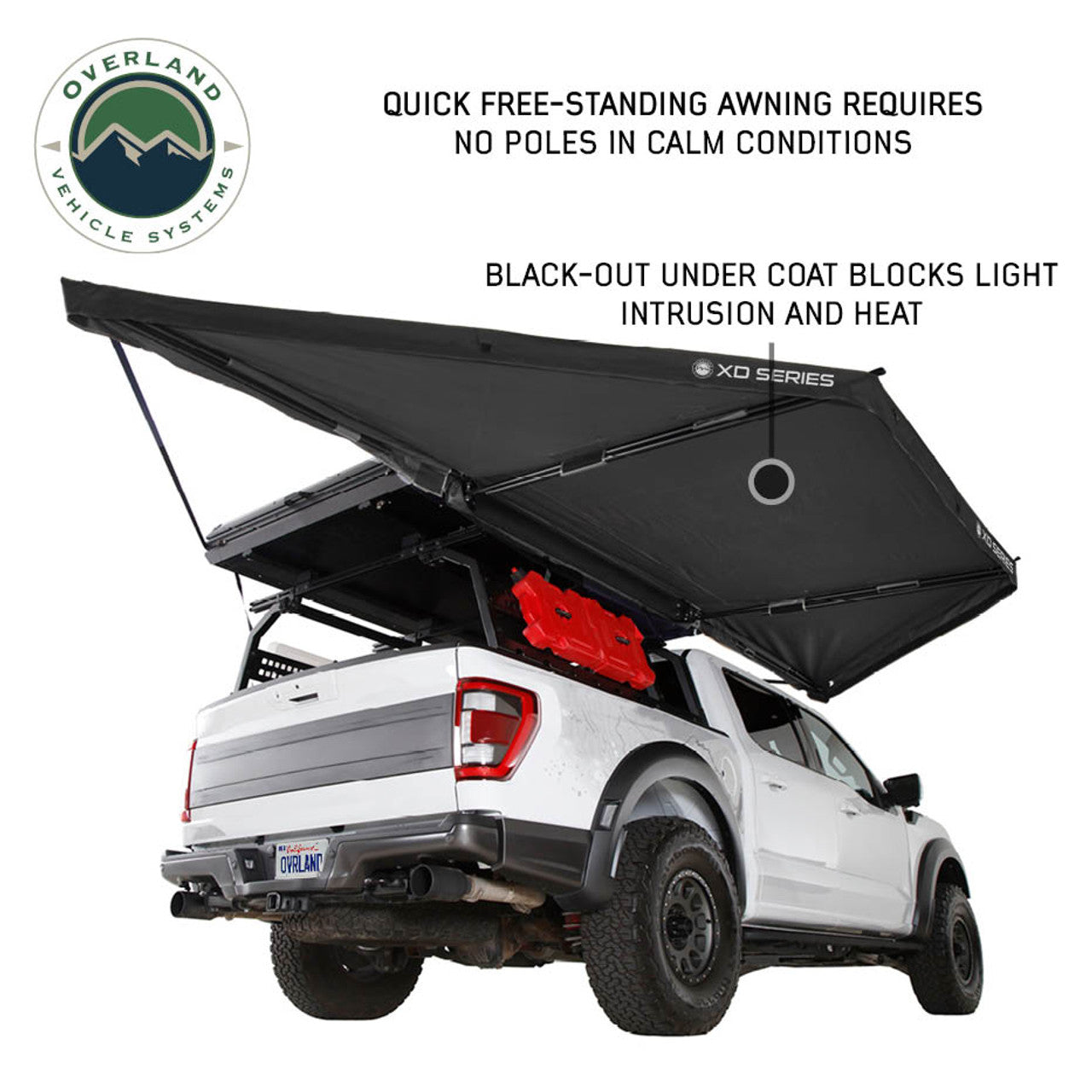 OVS XD Nomadic 180 LTE Awning - Black Fabric and Travel Cover Universal