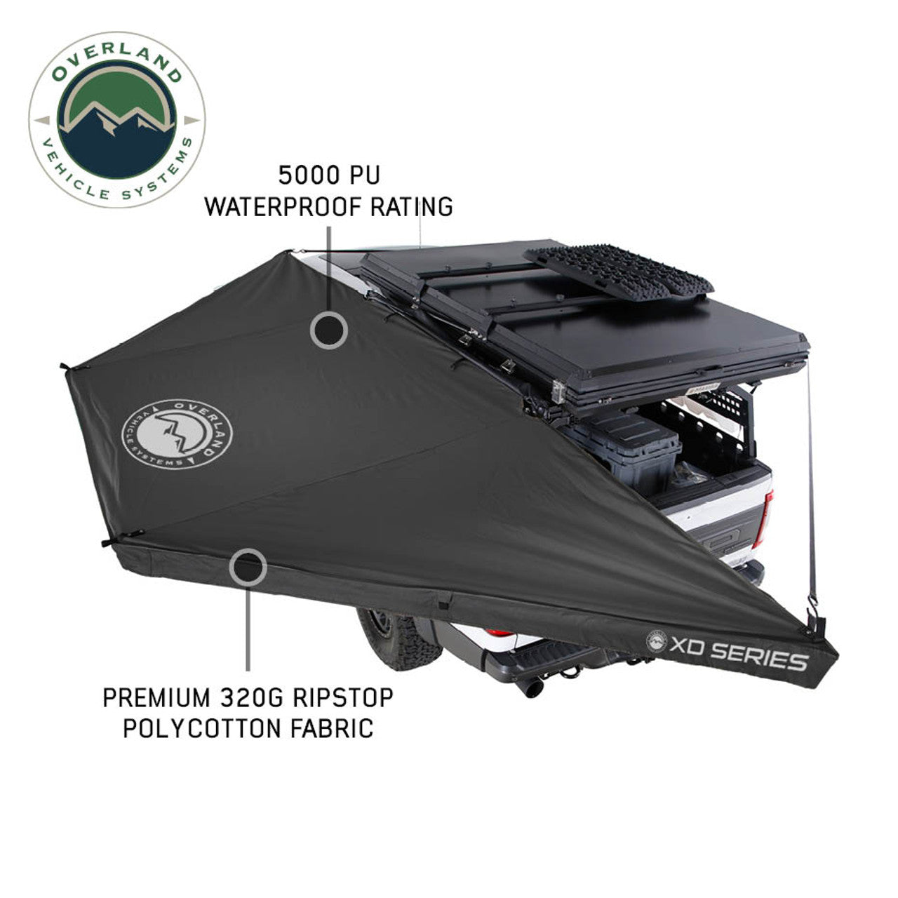 OVS XD Nomadic 180 LTE Awning - Black Fabric and Travel Cover Universal