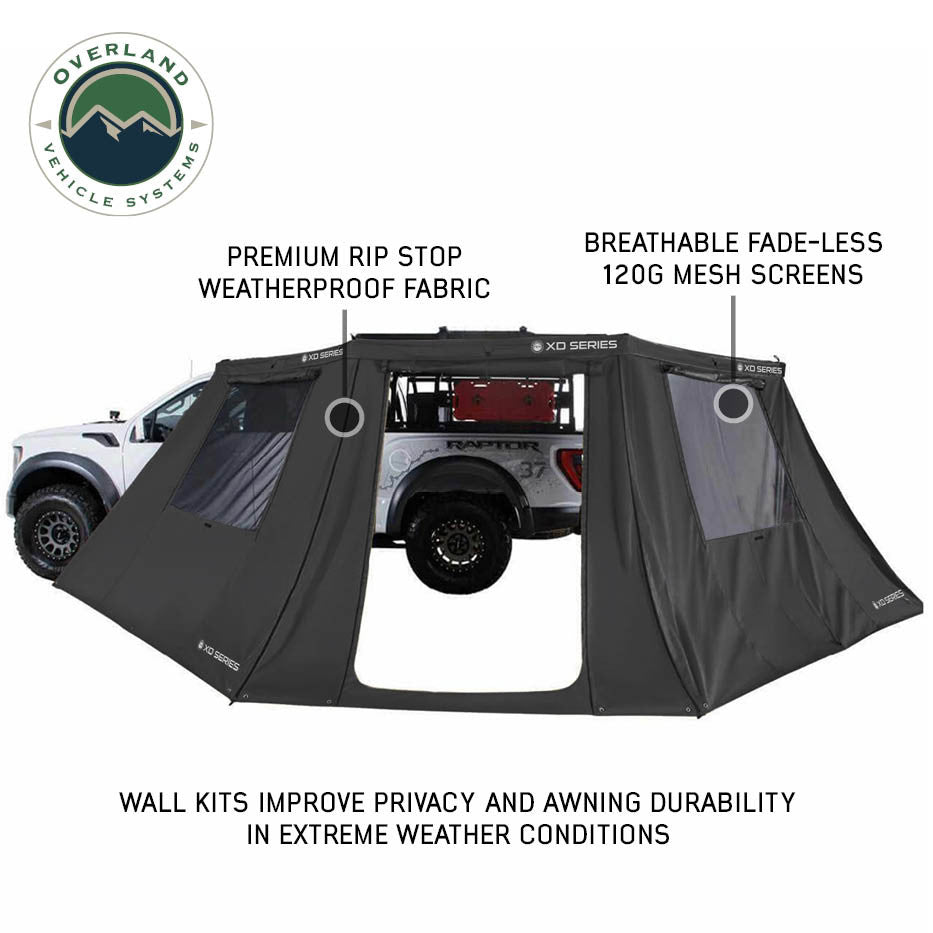 XD Nomadic 180 LTE Awning Walls - Black Fabric and Trim - Universal