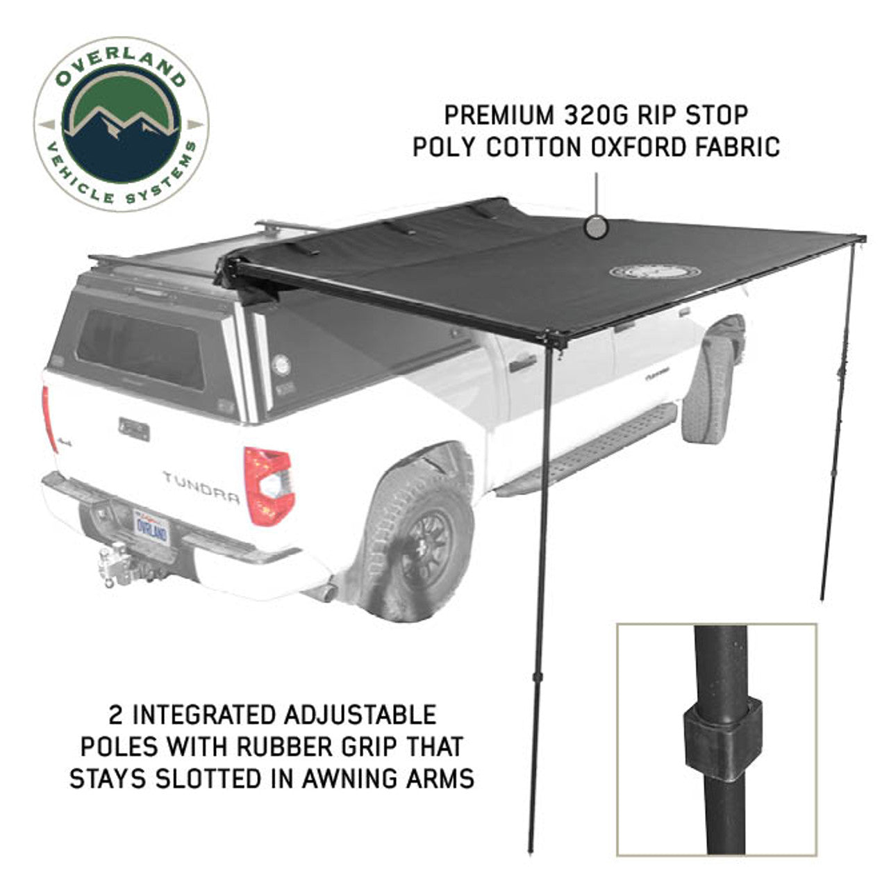OVS XD Nomadic Self-Deploying 90 Degree Awning with Lights & Black Out Fabric Universal