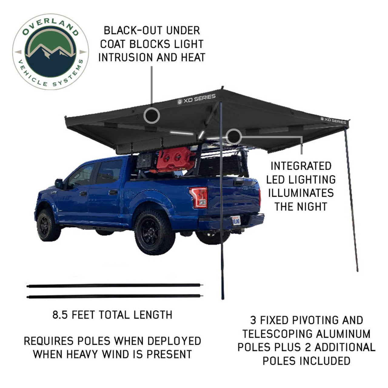 OVS XD Nomadic 270 LT Awning - Black Fabric and Travel Cover