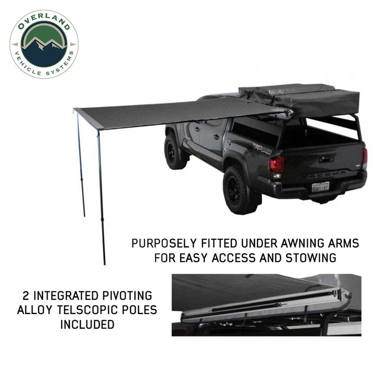 HD Nomadic 90 Degree Awning - Grey Body, Green Trim & Black Travel Cover