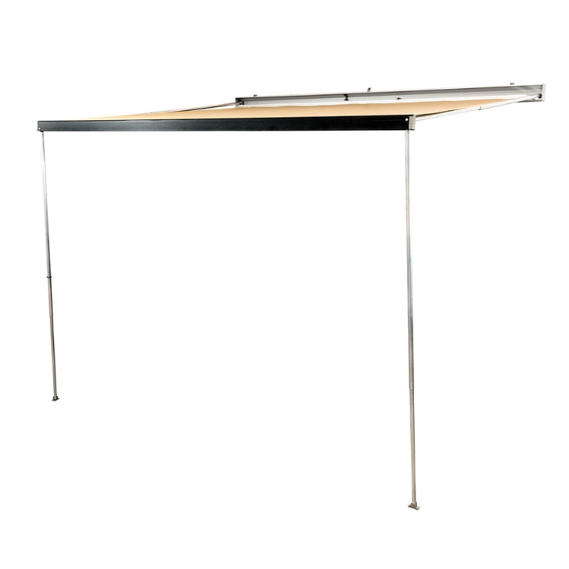 eezi-awn-series-1000-awning-beige-open-side-view-black-hardcase-on-white-background