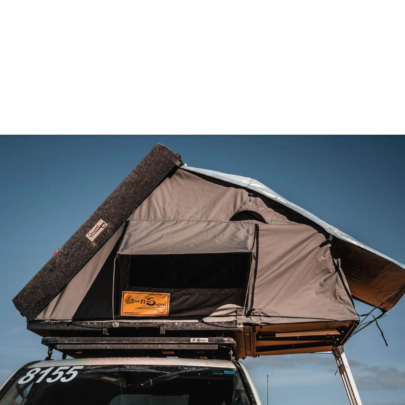 eezi-awn-sword-hard-shell-roof-top-tent-open-front-view-on-vehicle-with-mesh-window