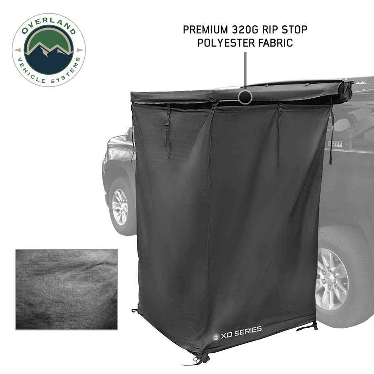 XD Nomadic 90 Degree Pivot Shower Awning - Quick Deploying w/Light Strip & Black Out