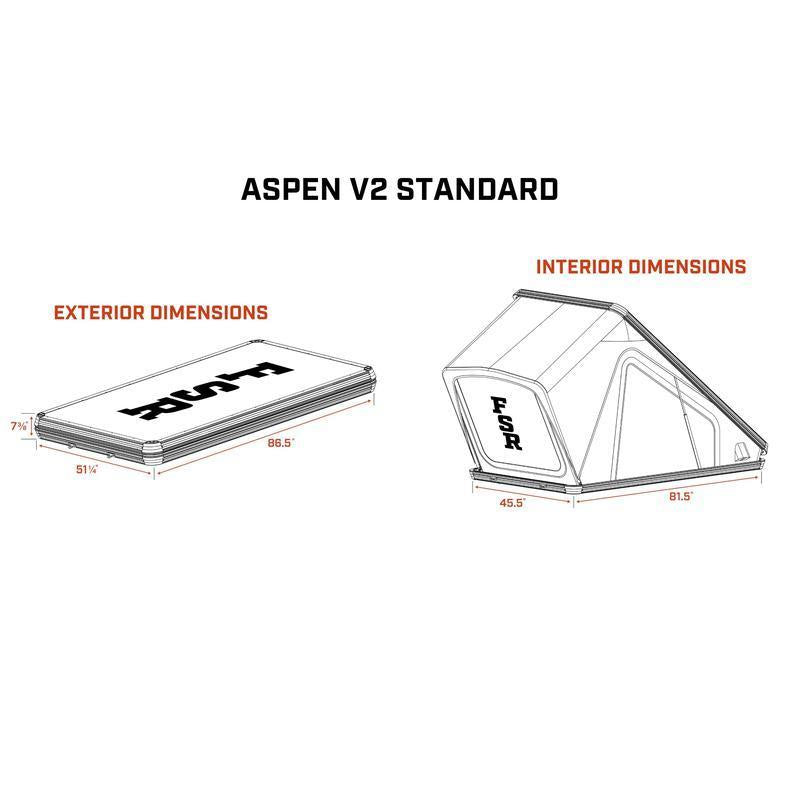 freespirit-recreation-aspen-v2-standard-hard-shell-roof-top-tent-drawing-of-exterior-and-interior-dimensions-on-white-background
