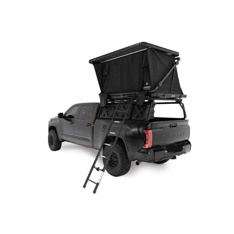 freespirit-recreation-evolution-v2-xl-hard-shell-roof-top-tent-black-open-rear-corner-view-on-toyota-tundra-on-white-background