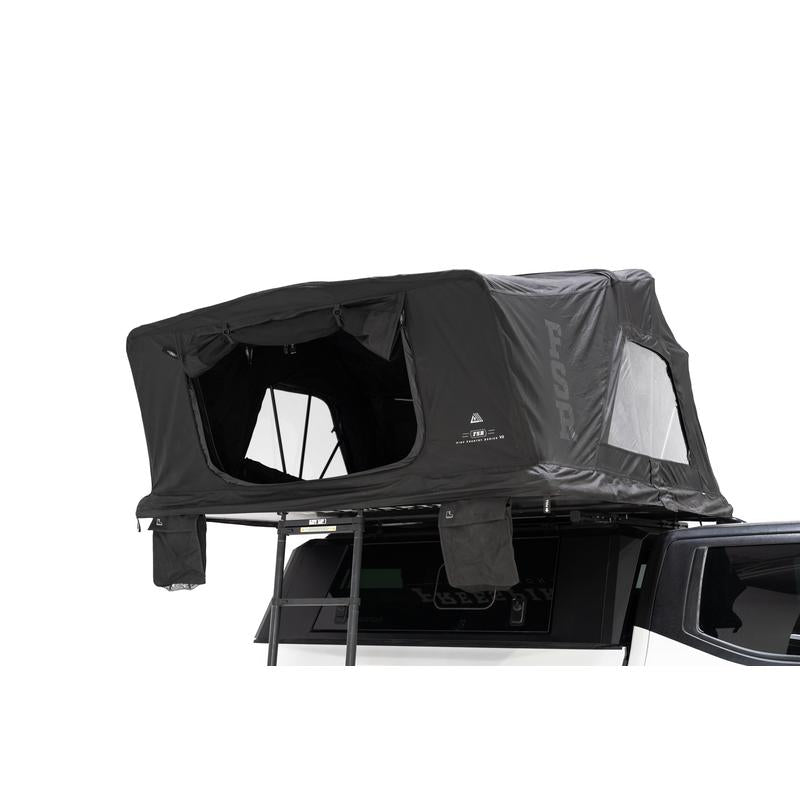 freespirit-recreation-high-country-v2-king-soft-shell-roof-top-tent-black-open-front-corner-view-on-neutral-background