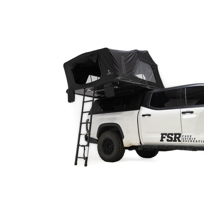 freespirit-recreation-high-country-v2-king-soft-shell-roof-top-tent-black-open-underside-view-on-toyota-tundra-on-neutral-background