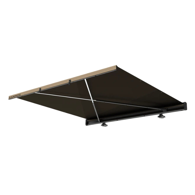 kammok-crosswing-awning-tan-7ft-open-front-corner-view-on-white-background