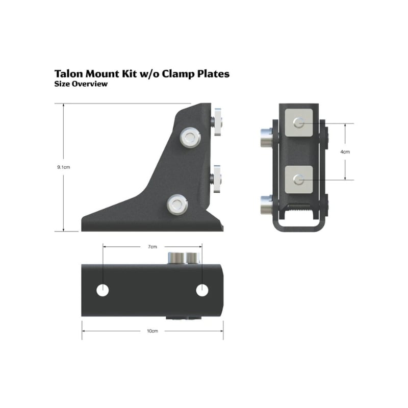kammok-crosswing-talon-mount-kit-top-view-with-dimensions-on-white-background