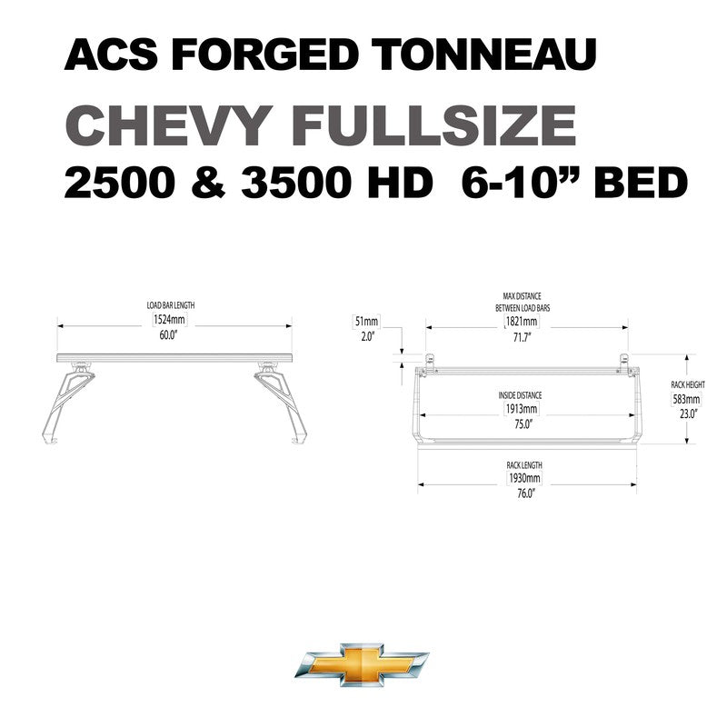 leitner-acs-forged-tonneau-bed-rack-for-chevrolet-2500-and-3500-6ft-10in-dimensions-on-white-background