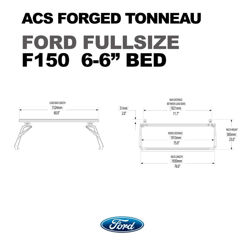 leitner-acs-forged-tonneau-bed-rack-for-ford-f150-6ft-6in-dimensions-on-white-background