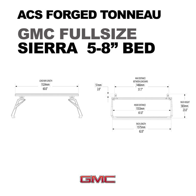 leitner-acs-forged-tonneau-bed-rack-for-gmc-sierra-5ft-8in-dimensions-on-white-background